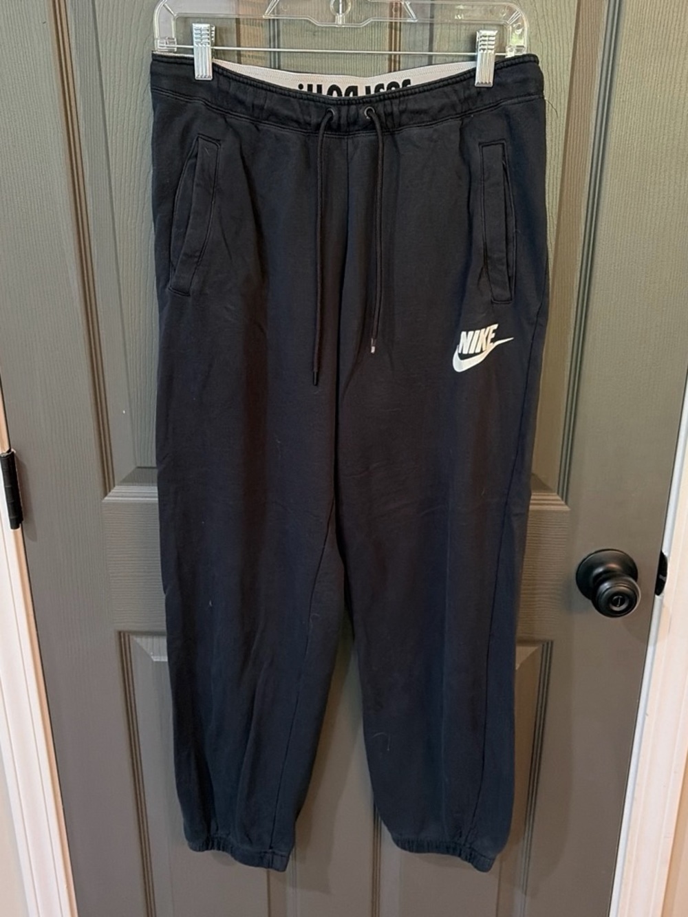 Nike Black Jogger Sweatpants with White Swoosh